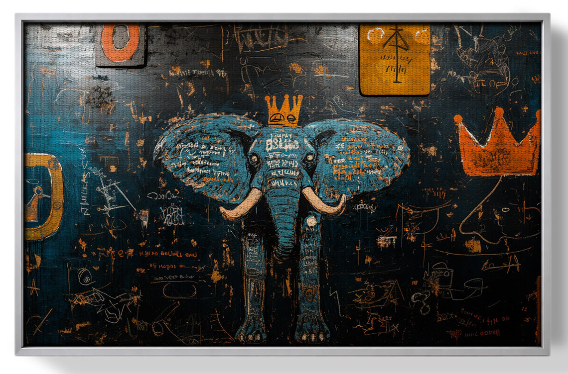 Blue Elephant Graffiti Black African American canvas print view 55