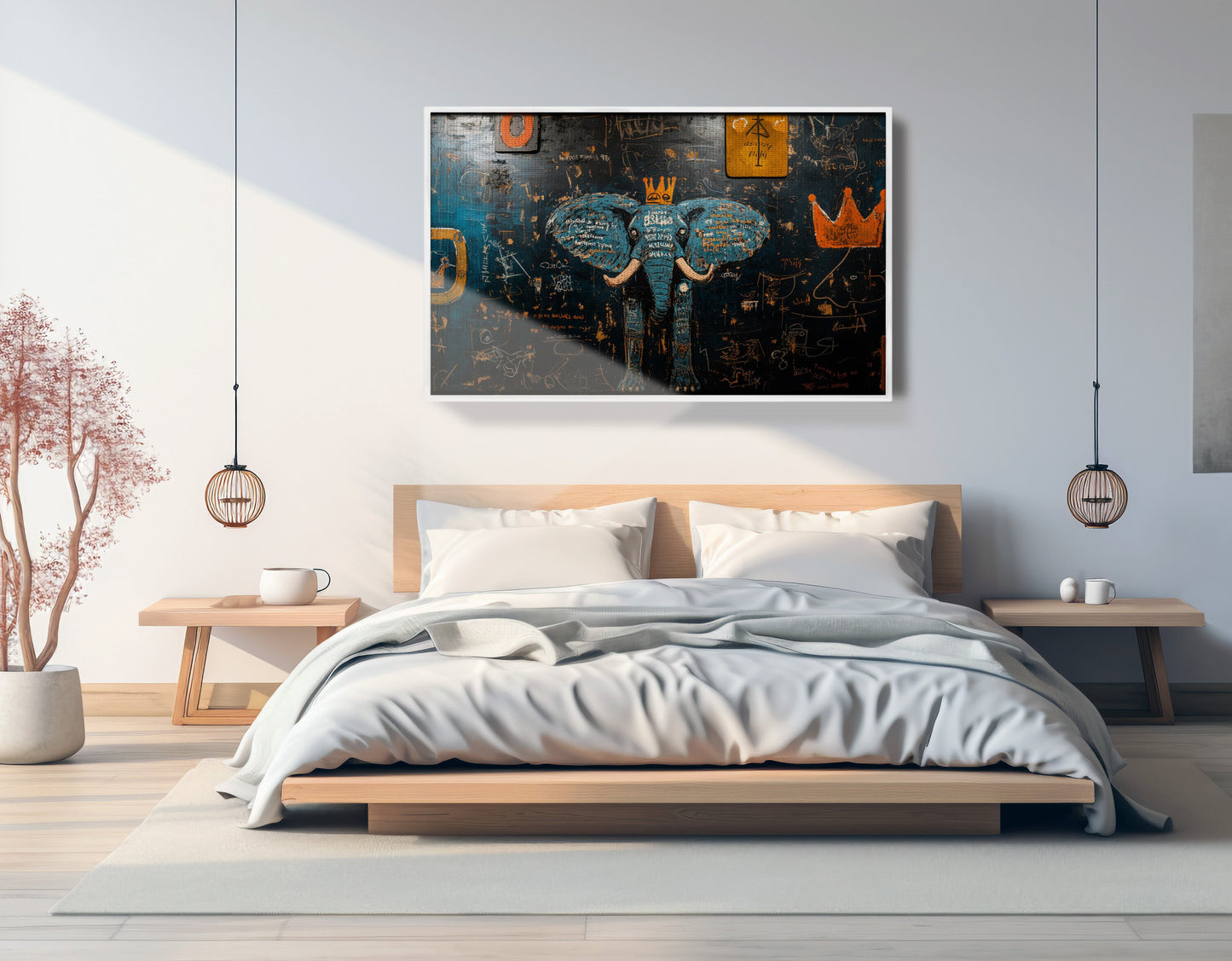 Blue Elephant Graffiti Black African American canvas print view 63
