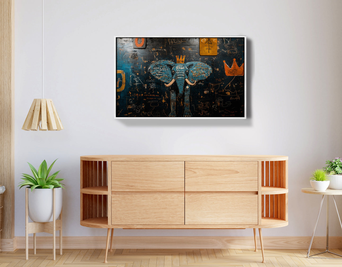Blue Elephant Graffiti Black African American canvas print view 62