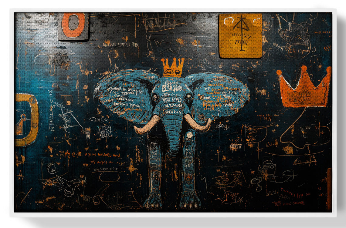 Blue Elephant Graffiti Black African American canvas print view 61