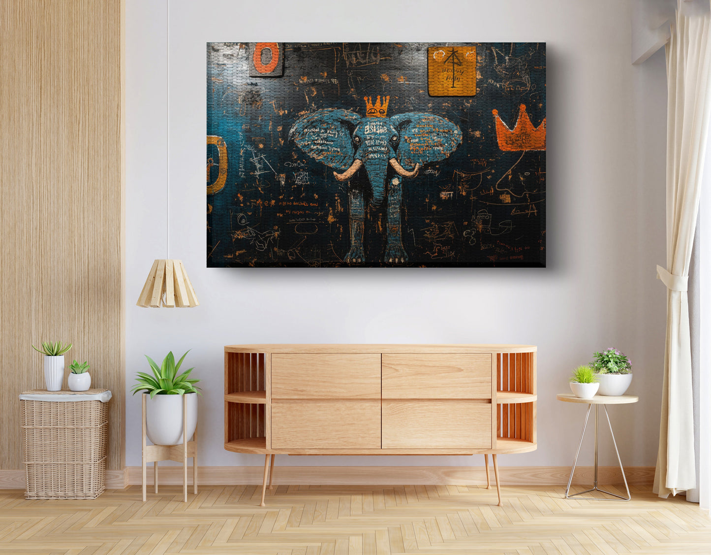 Blue Elephant Graffiti Black African American canvas print view 14