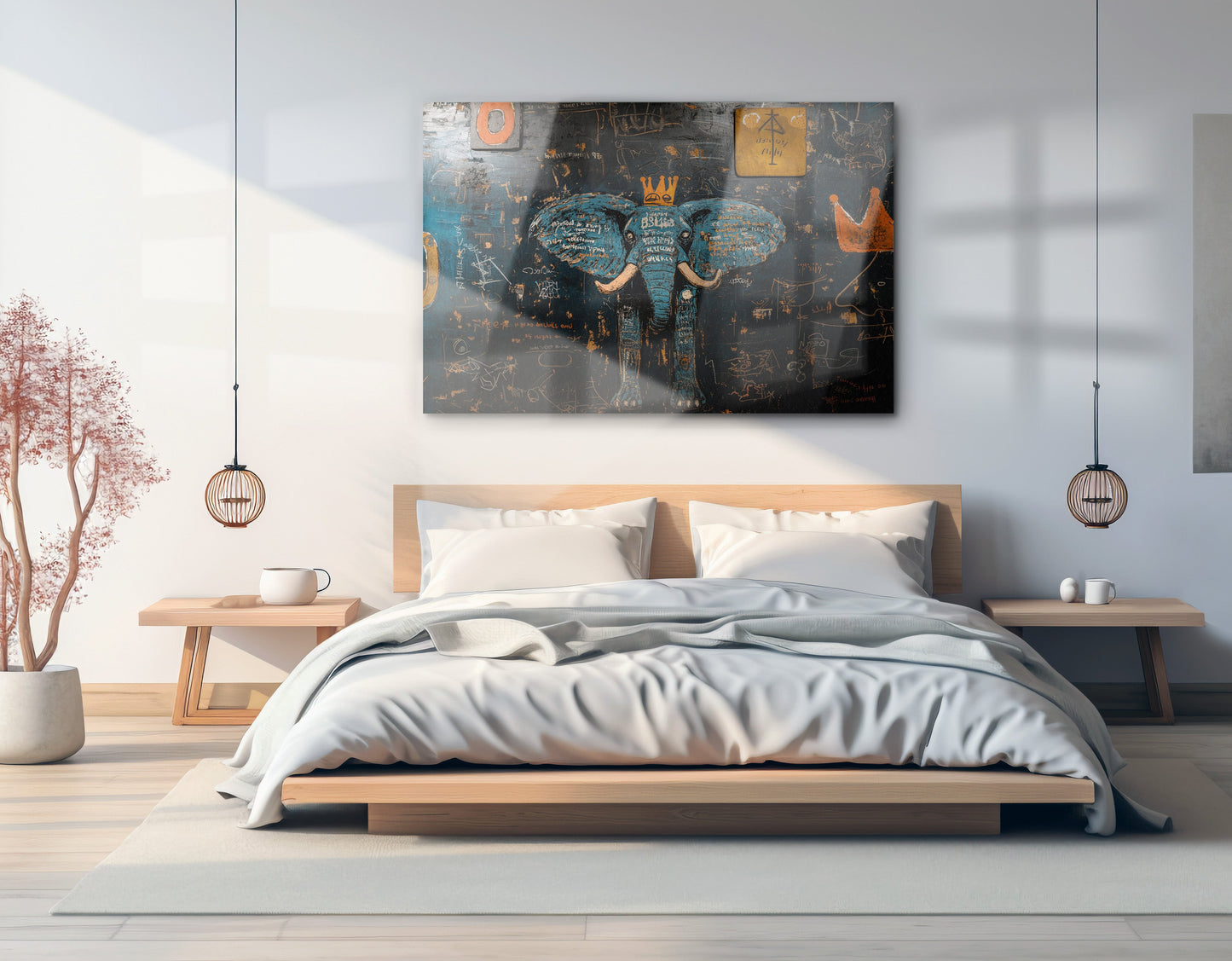 Blue Elephant Graffiti Black African American canvas print view 21
