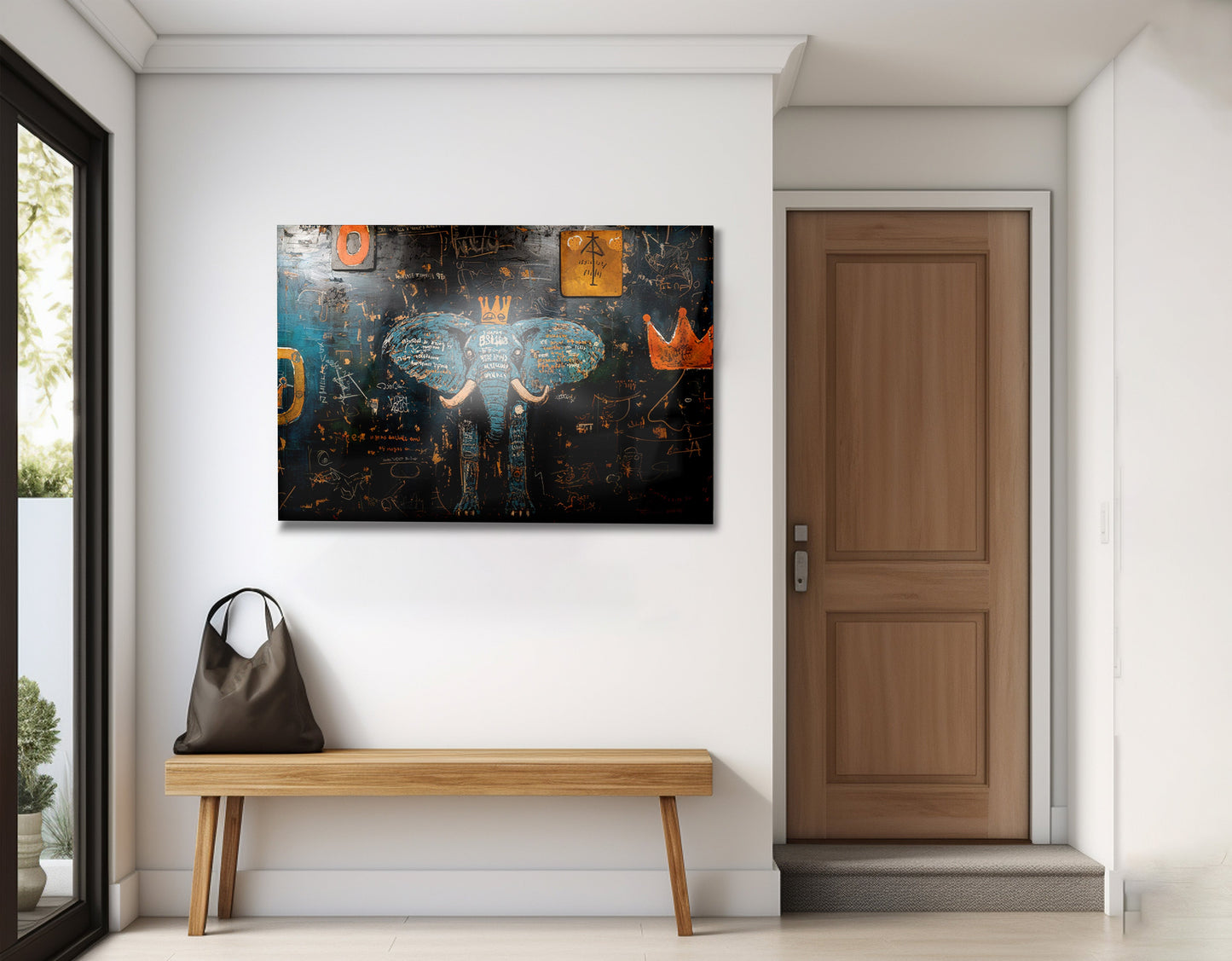 Blue Elephant Graffiti Black African American canvas print view 23