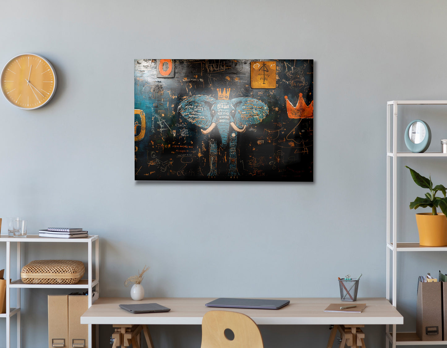 Blue Elephant Graffiti Black African American canvas print view 24