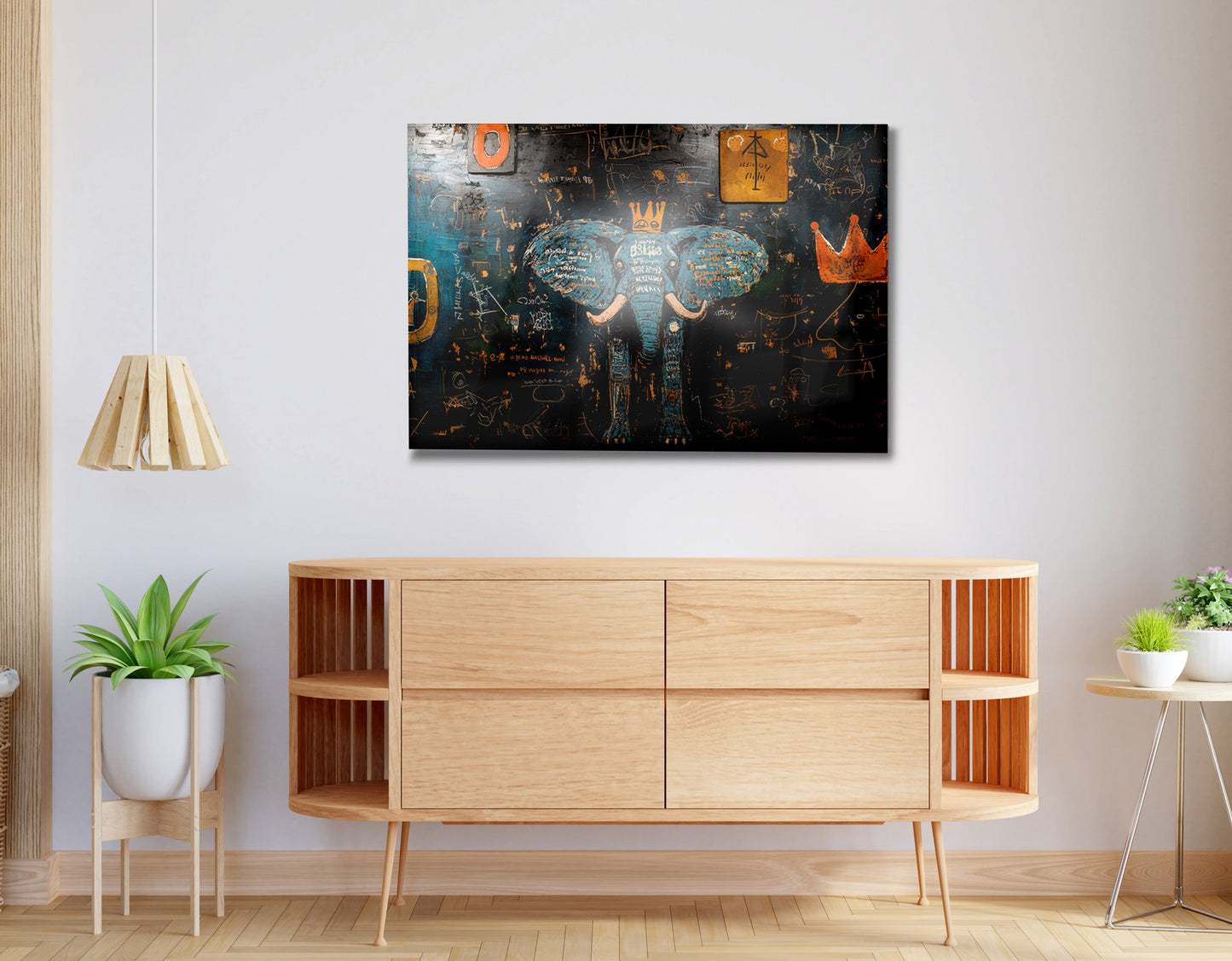 Blue Elephant Graffiti Black African American canvas print view 20