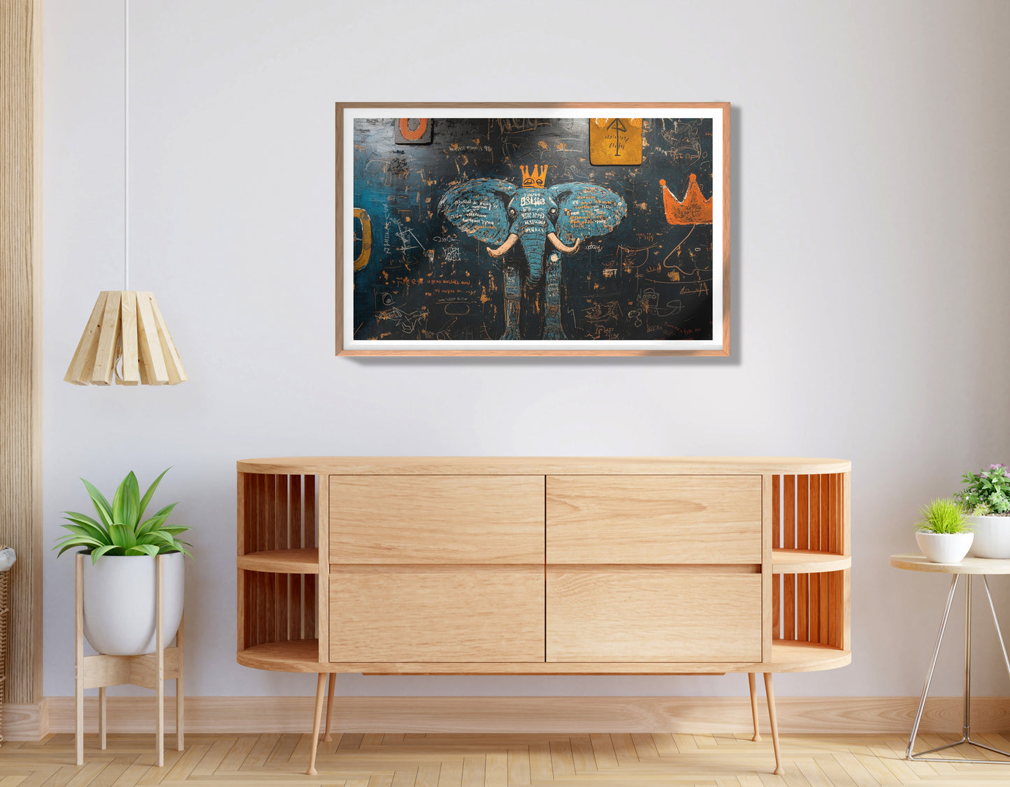 Blue Elephant Graffiti Black African American canvas print view 80