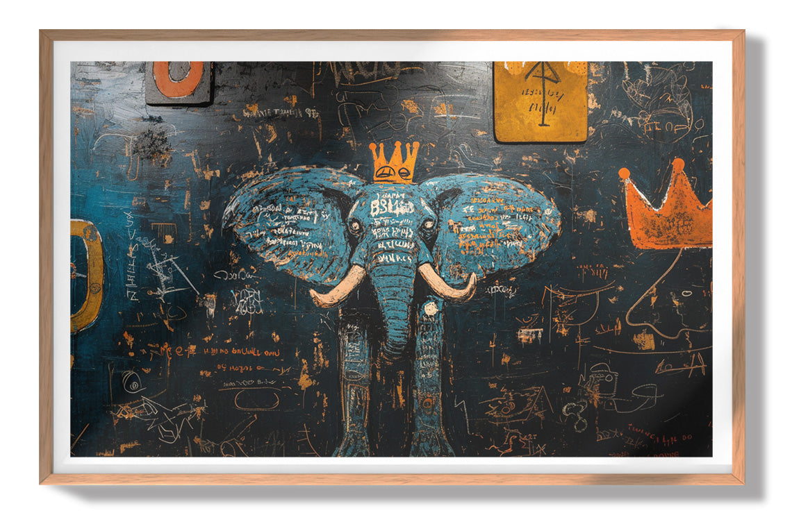Blue Elephant Graffiti Black African American canvas print view 79