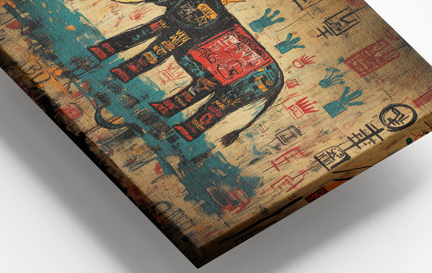Close-up of Tribal Elephant Symbol African American canvas print detail