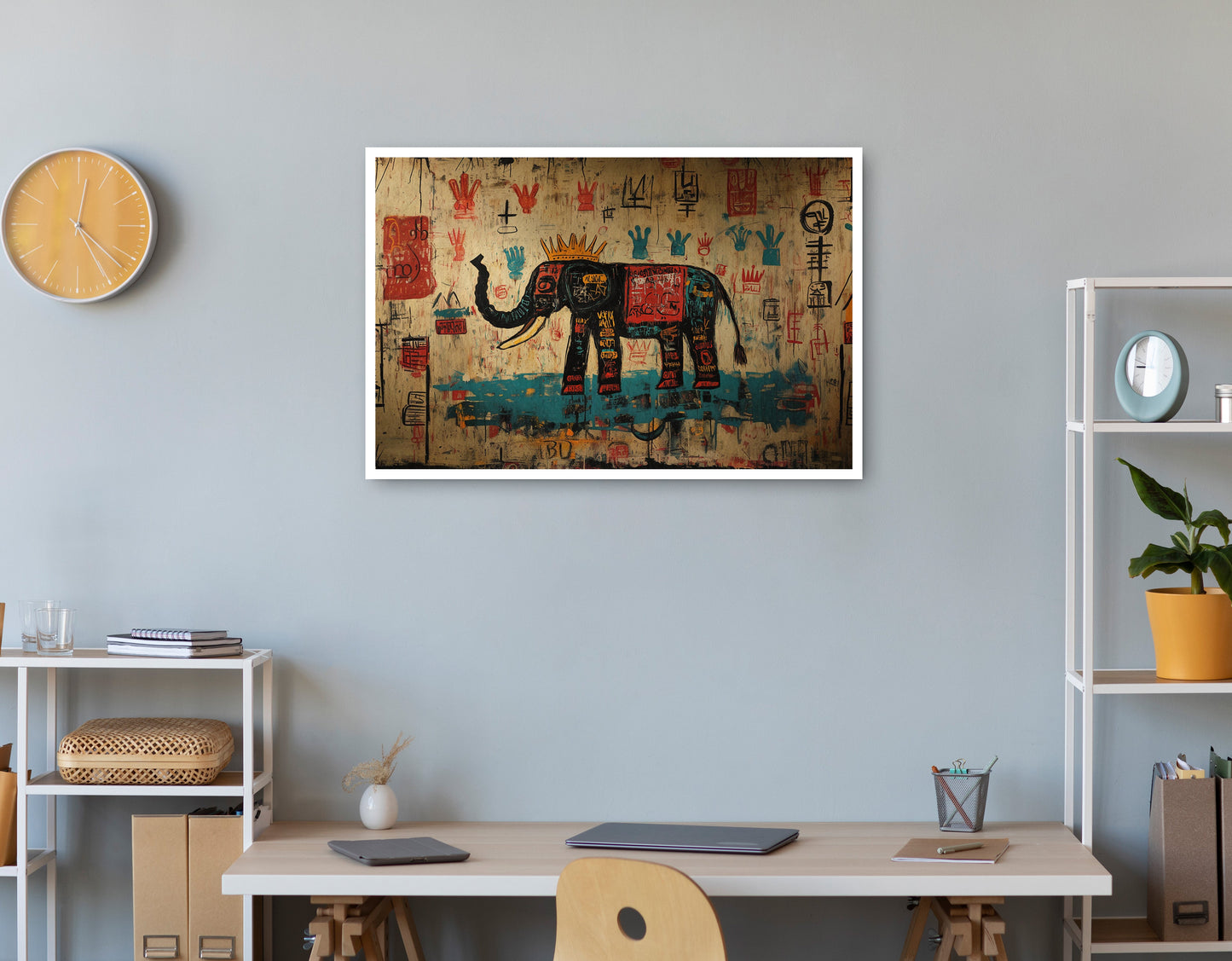 Tribal Elephant Symbol African American canvas print print view
