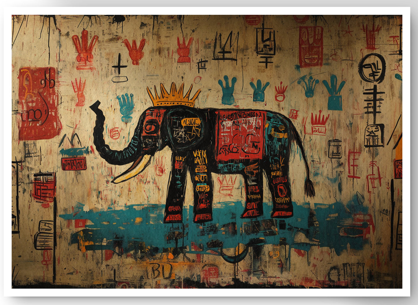 Tribal Elephant Symbol African American canvas print by MoomZee Artwork