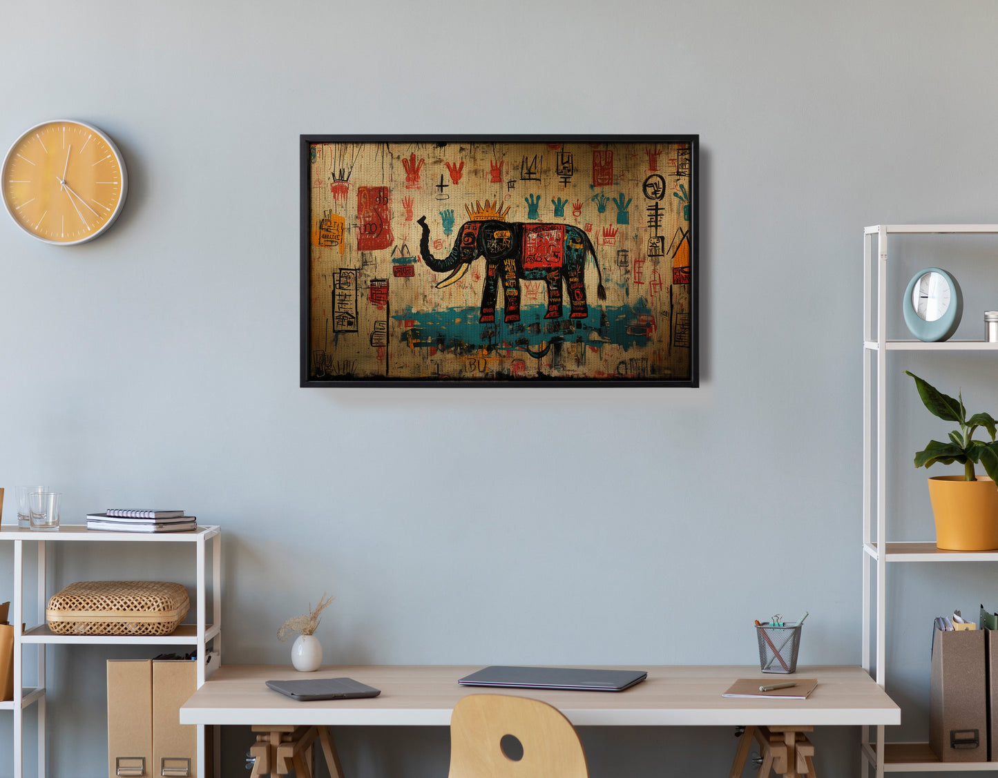 Tribal Elephant Symbol African American canvas print view 30