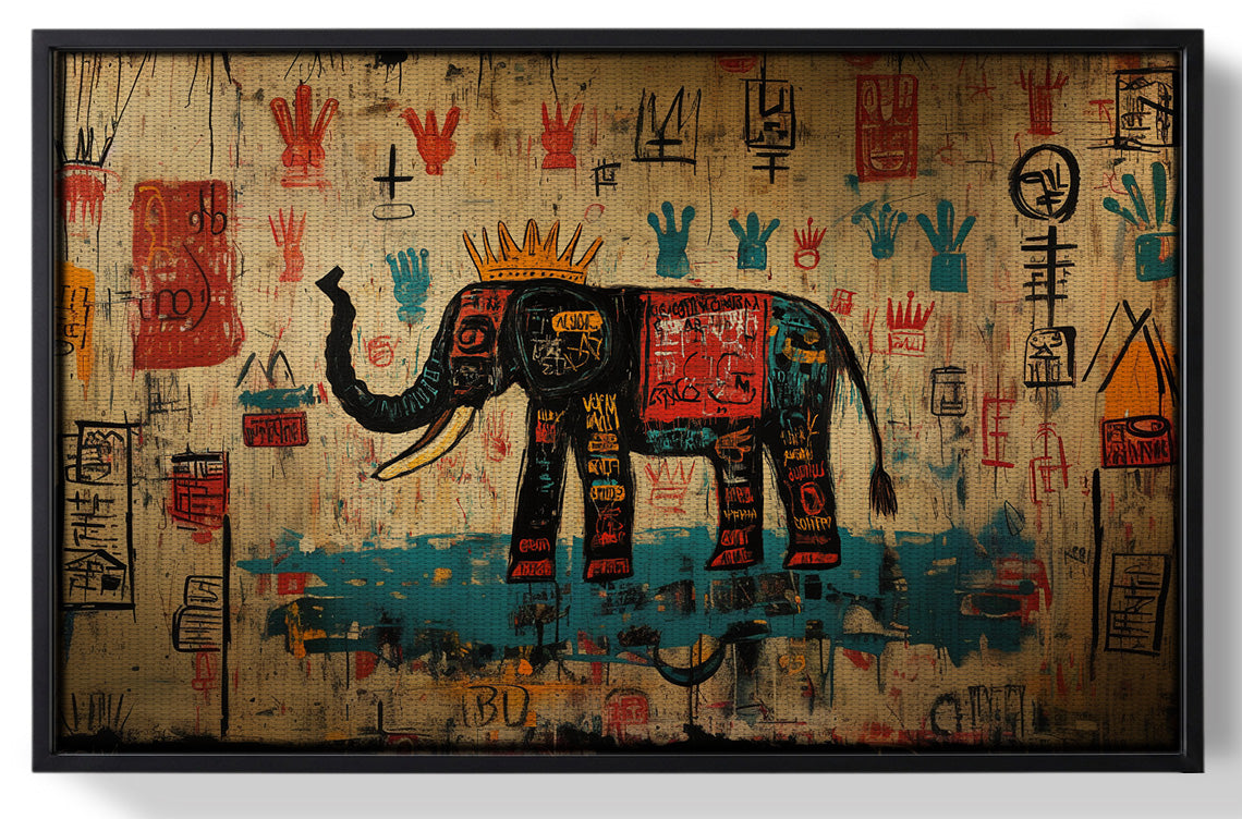 Framed Tribal Elephant Symbol African American canvas print for home decor