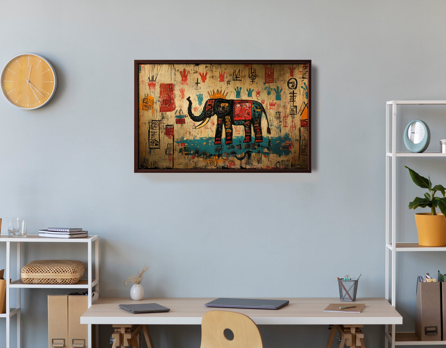 Tribal Elephant Symbol African American canvas print view 36