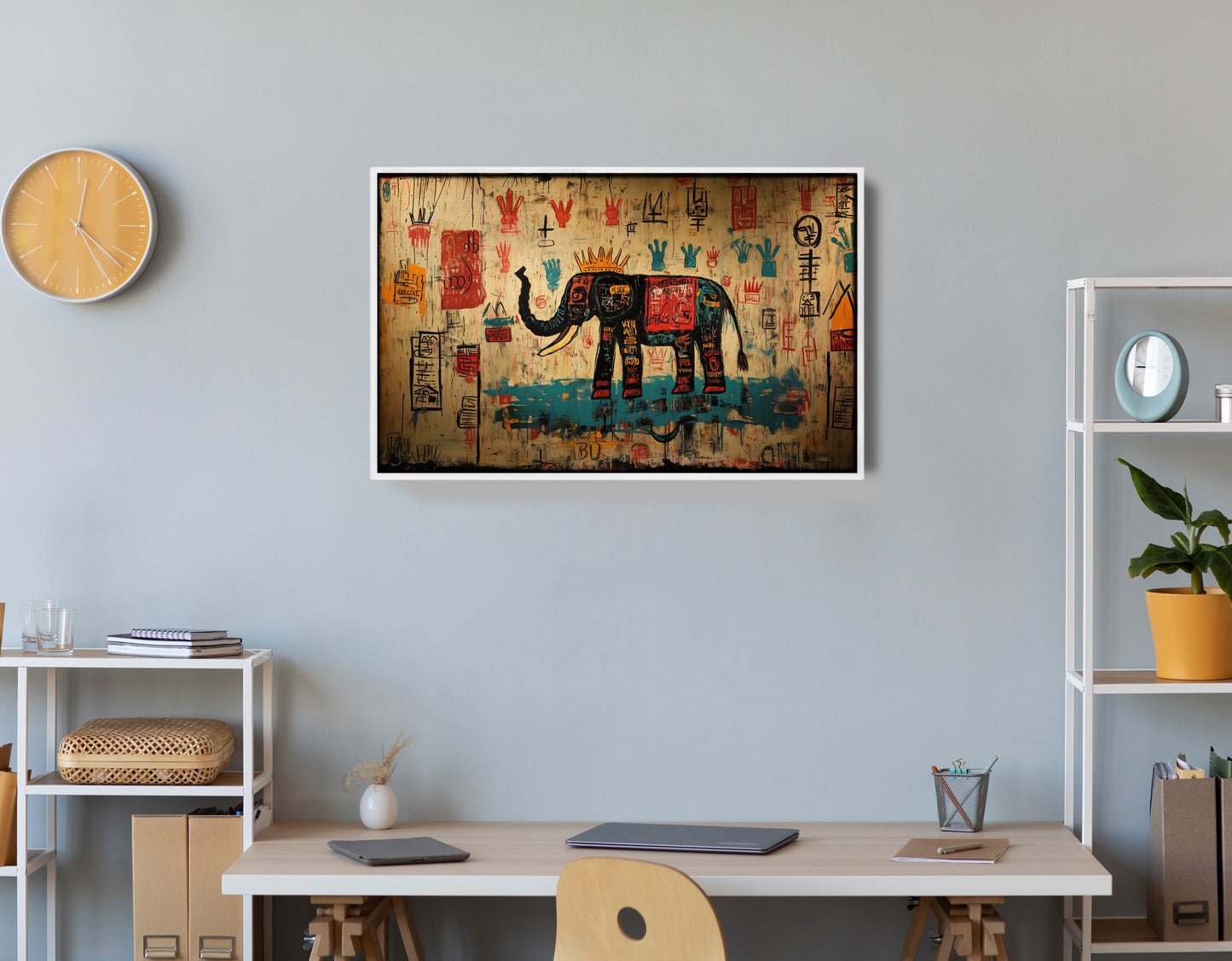 Tribal Elephant Symbol African American canvas print view 66