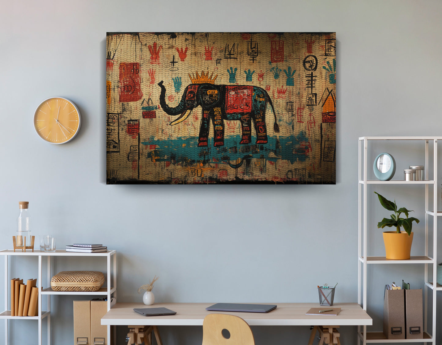 Tribal Elephant Symbol African American canvas print view 18