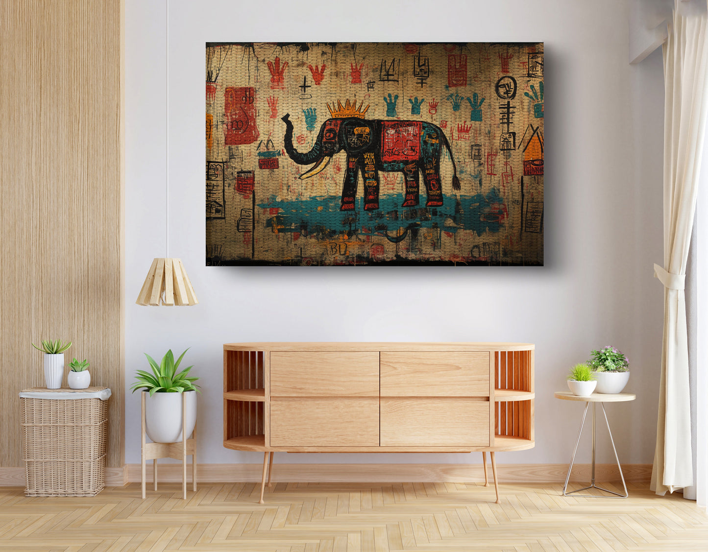 Tribal Elephant Symbol African American canvas print view 14