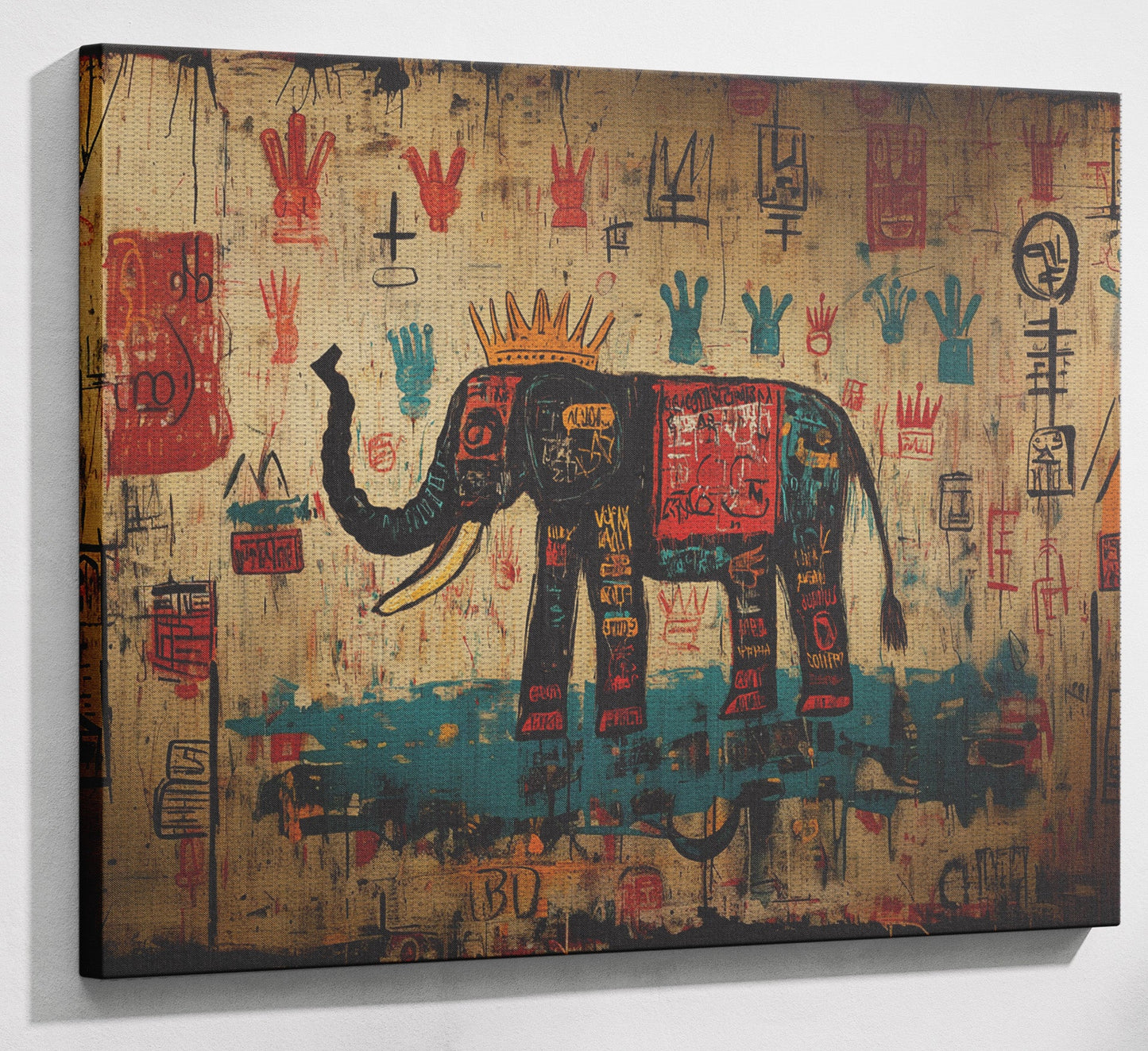 Tribal Elephant Symbol African American canvas print view 13