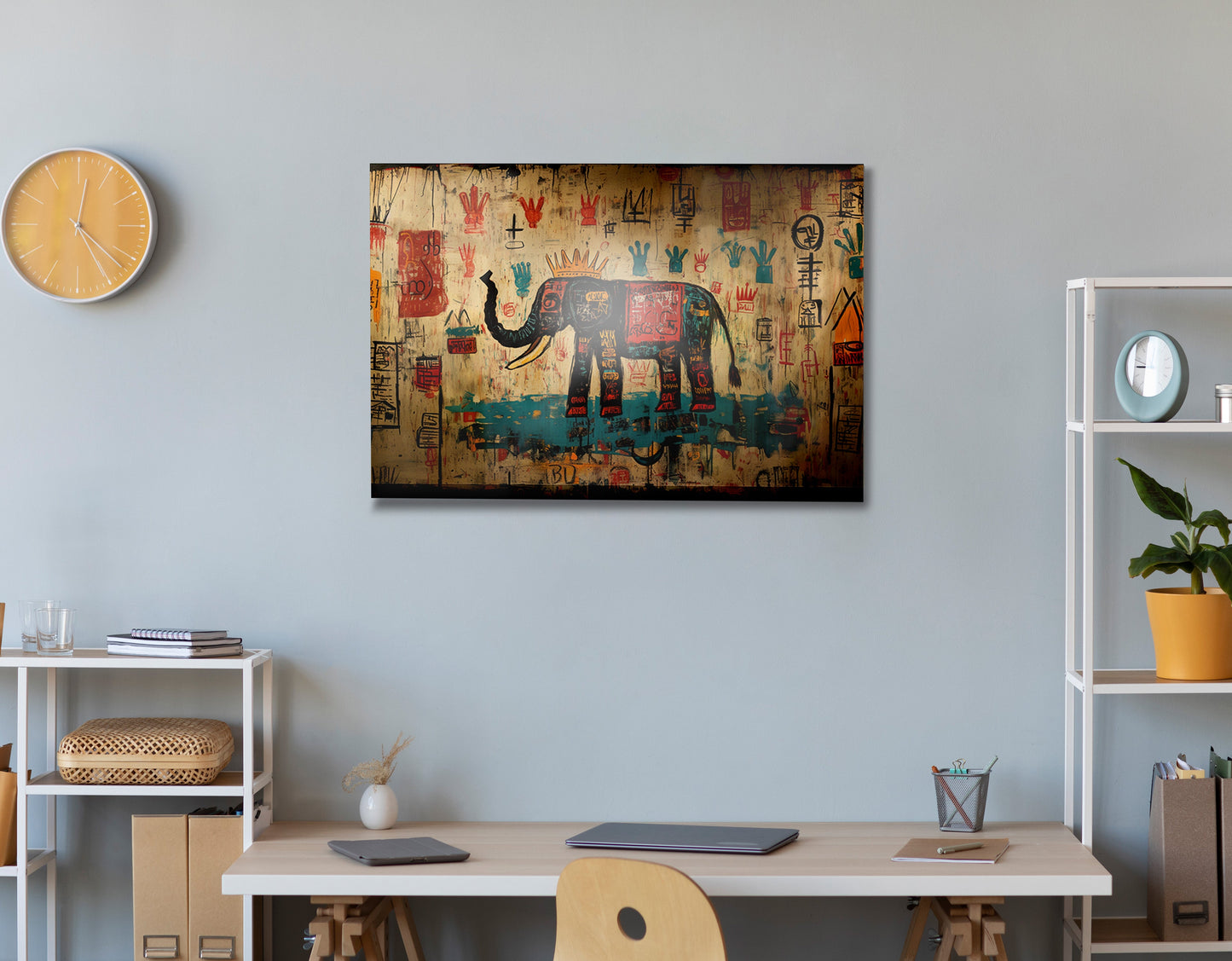 Tribal Elephant Symbol African American canvas print view 24