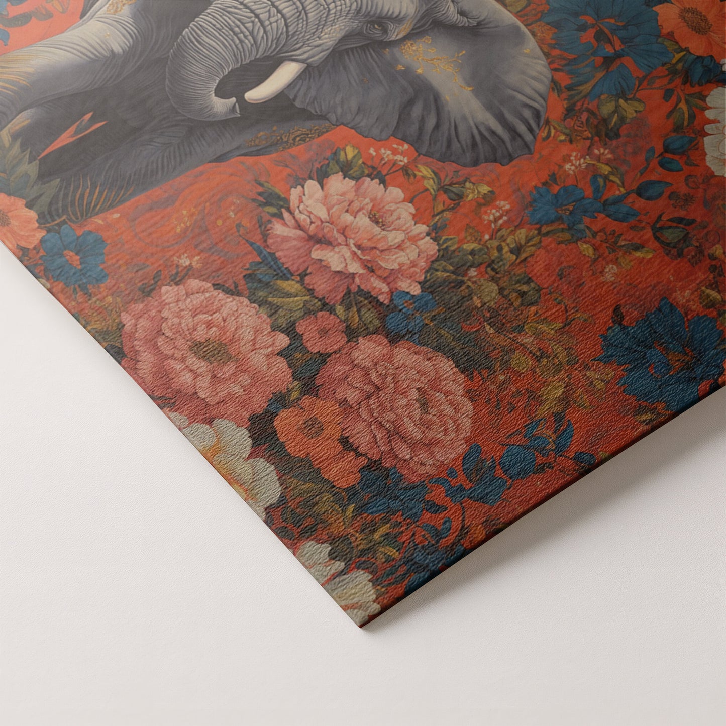 Elephant Floral Rose Black African American canvas print artwork by MoomZee Artwork