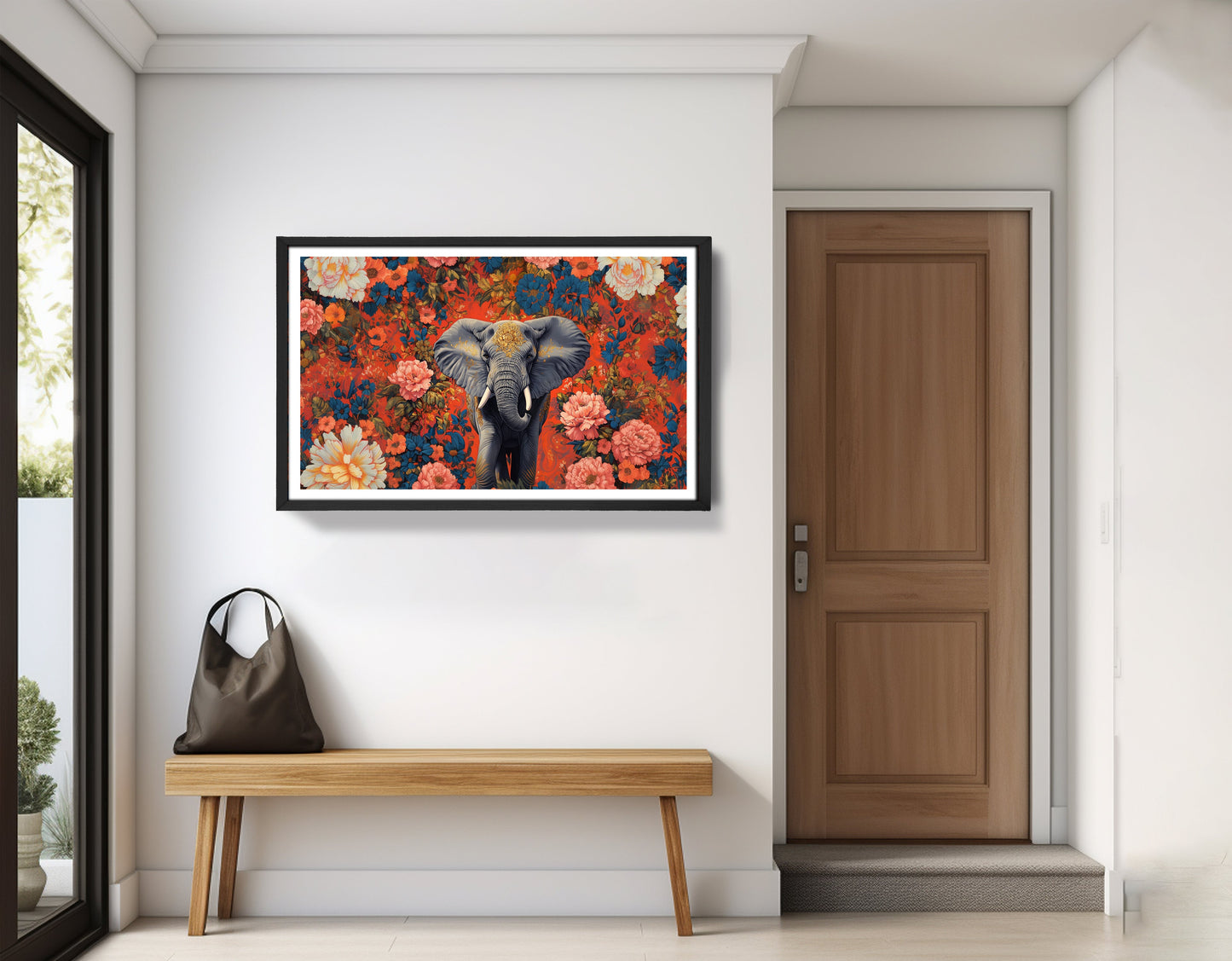 Elephant Floral Rose Black African American canvas print view 71