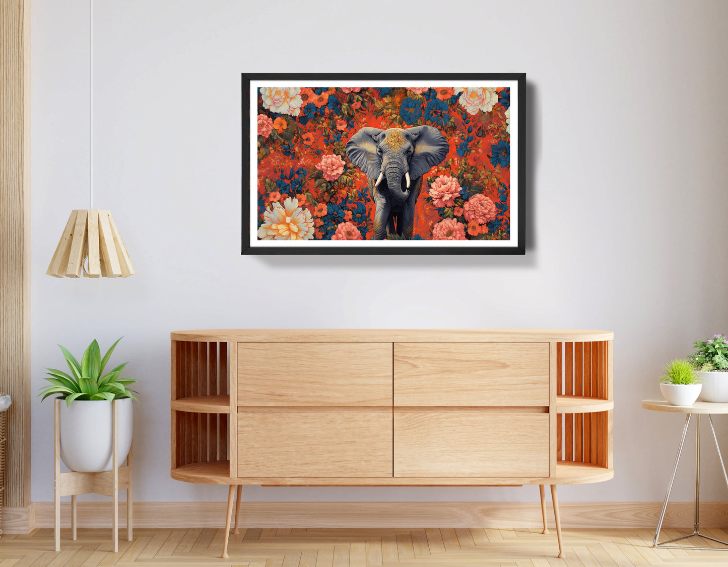 Elephant Floral Rose Black African American canvas print view 68