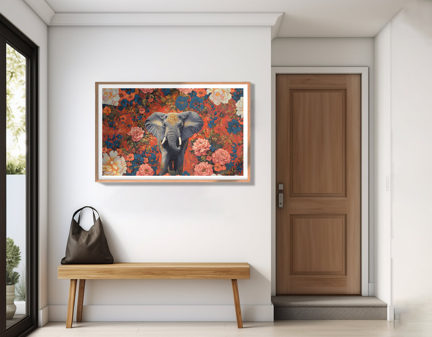 Elephant Floral Rose Black African American canvas print view 83