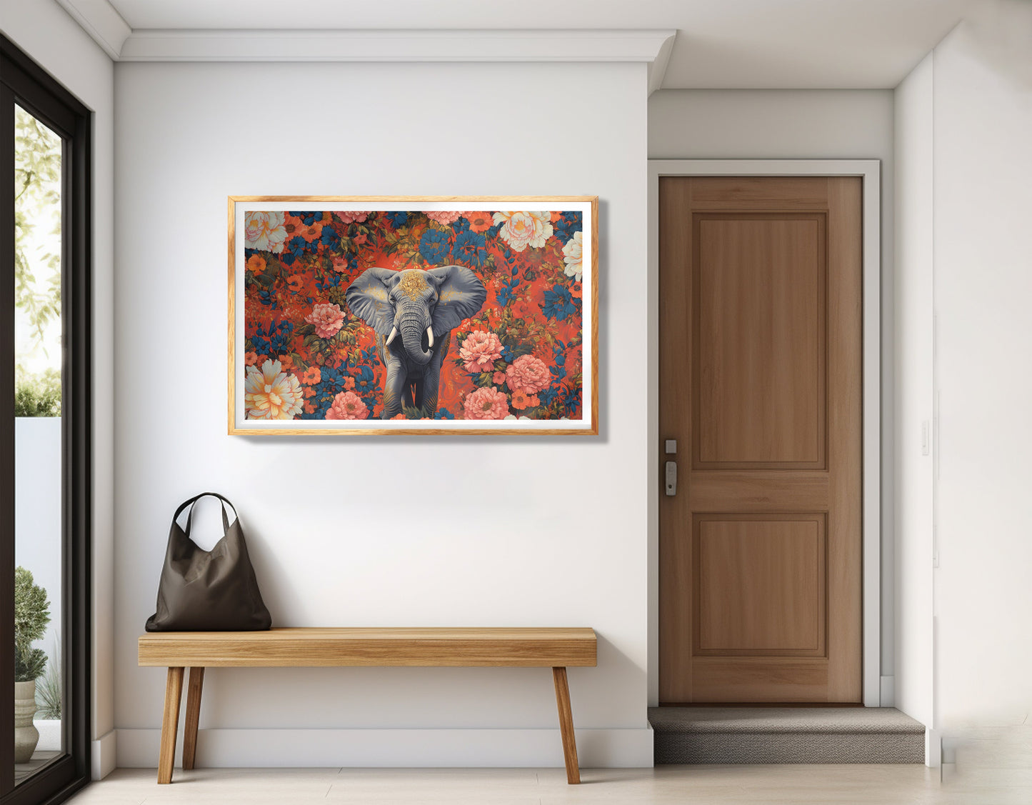 Elephant Floral Rose Black African American canvas print view 77