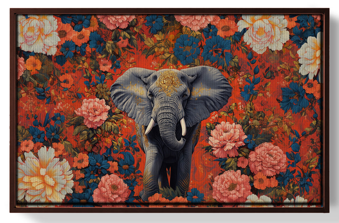 Elephant Floral Rose Black African American canvas print view 31