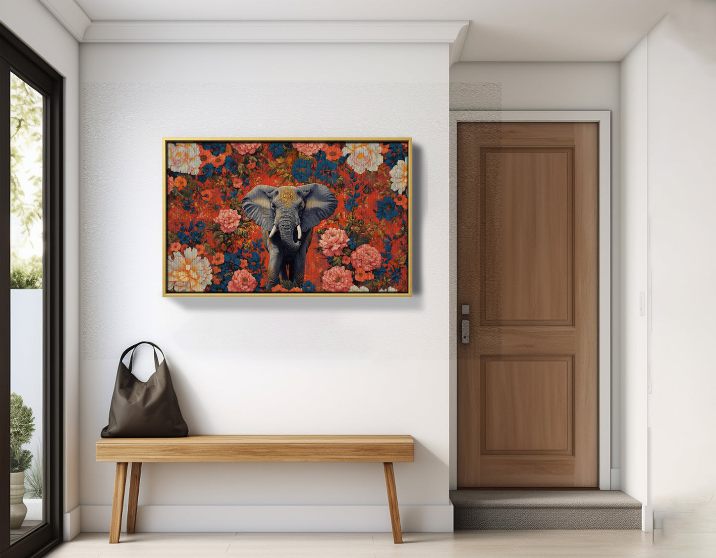 Elephant Floral Rose Black African American canvas print view 41