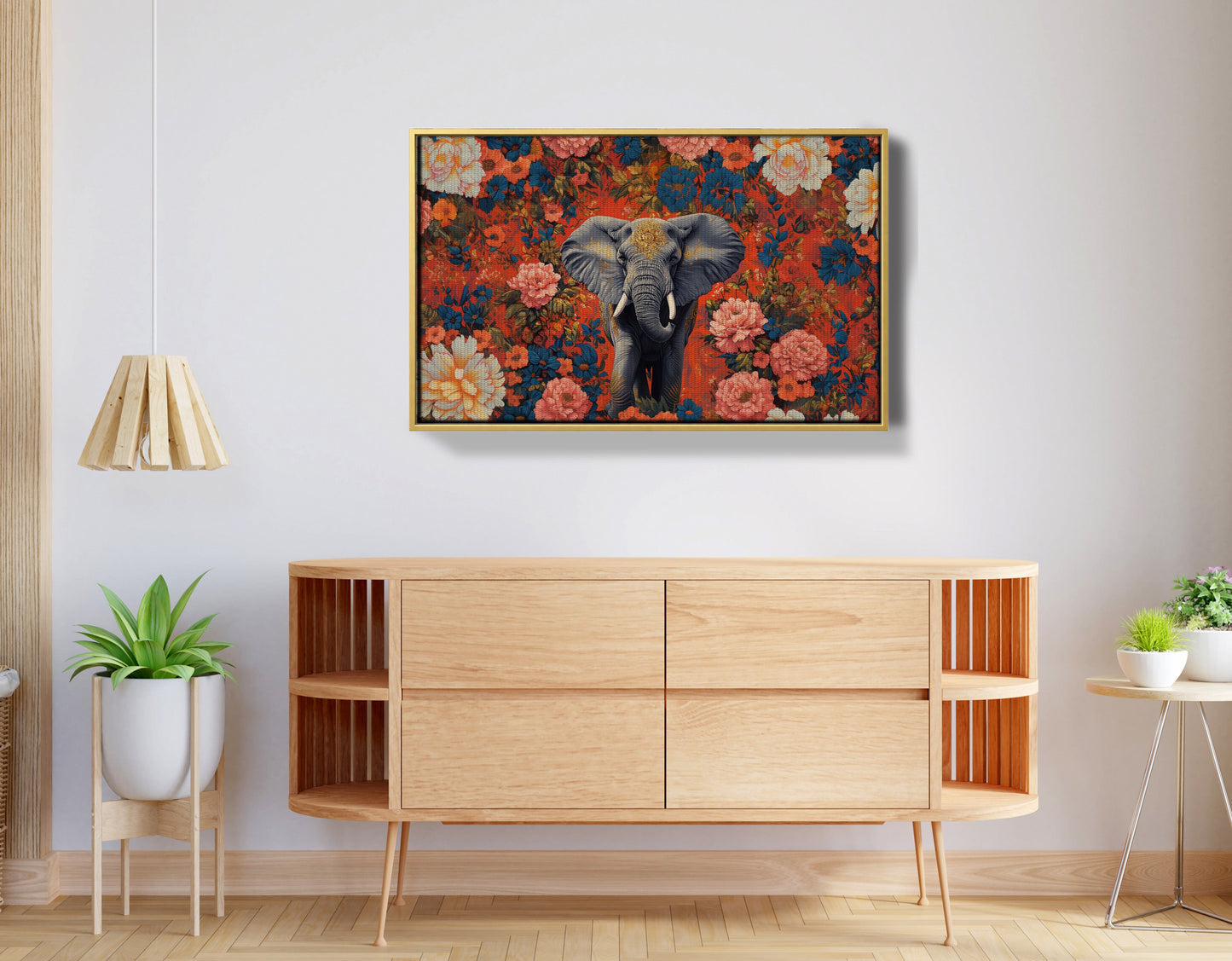 Elephant Floral Rose Black African American canvas print view 38