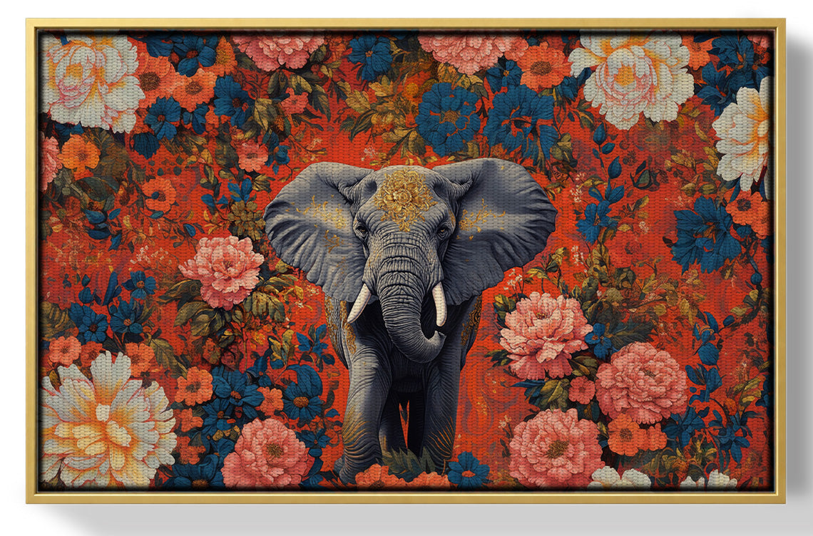 Elephant Floral Rose Black African American canvas print view 37