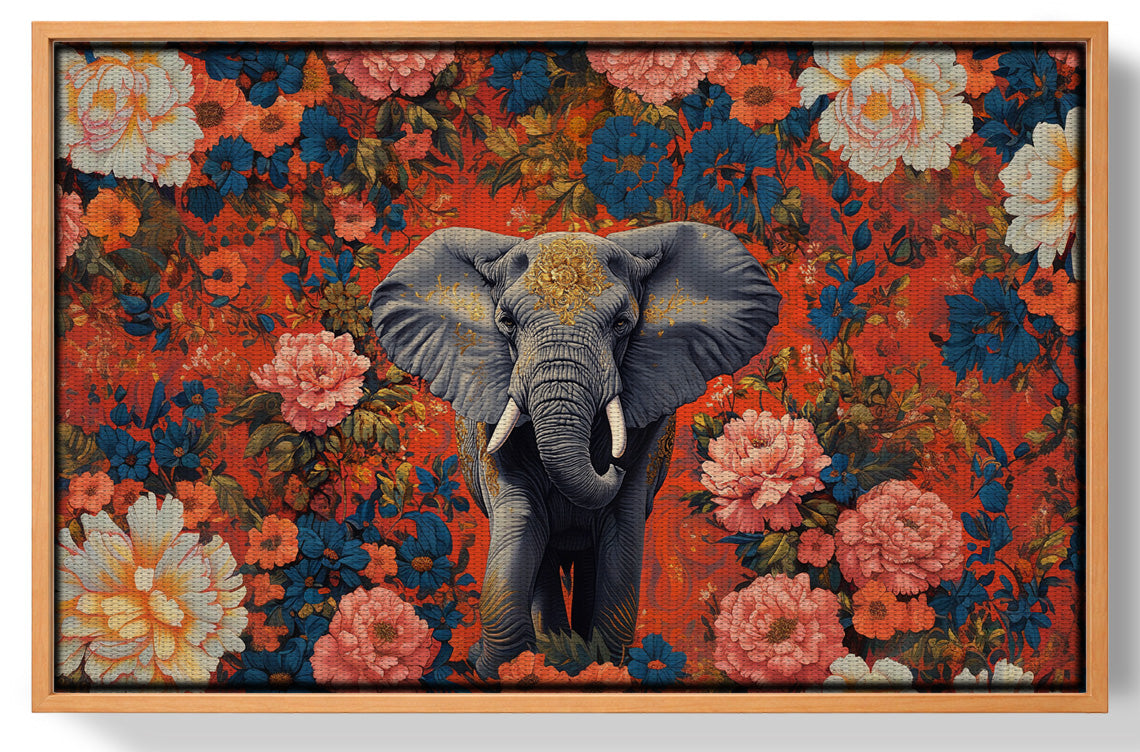 Elephant Floral Rose Black African American canvas print view 43