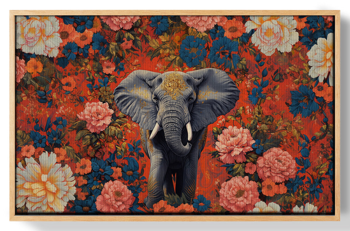 Elephant Floral Rose Black African American canvas print view 49
