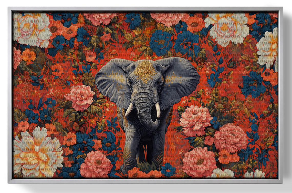 Elephant Floral Rose Black African American canvas print view 55