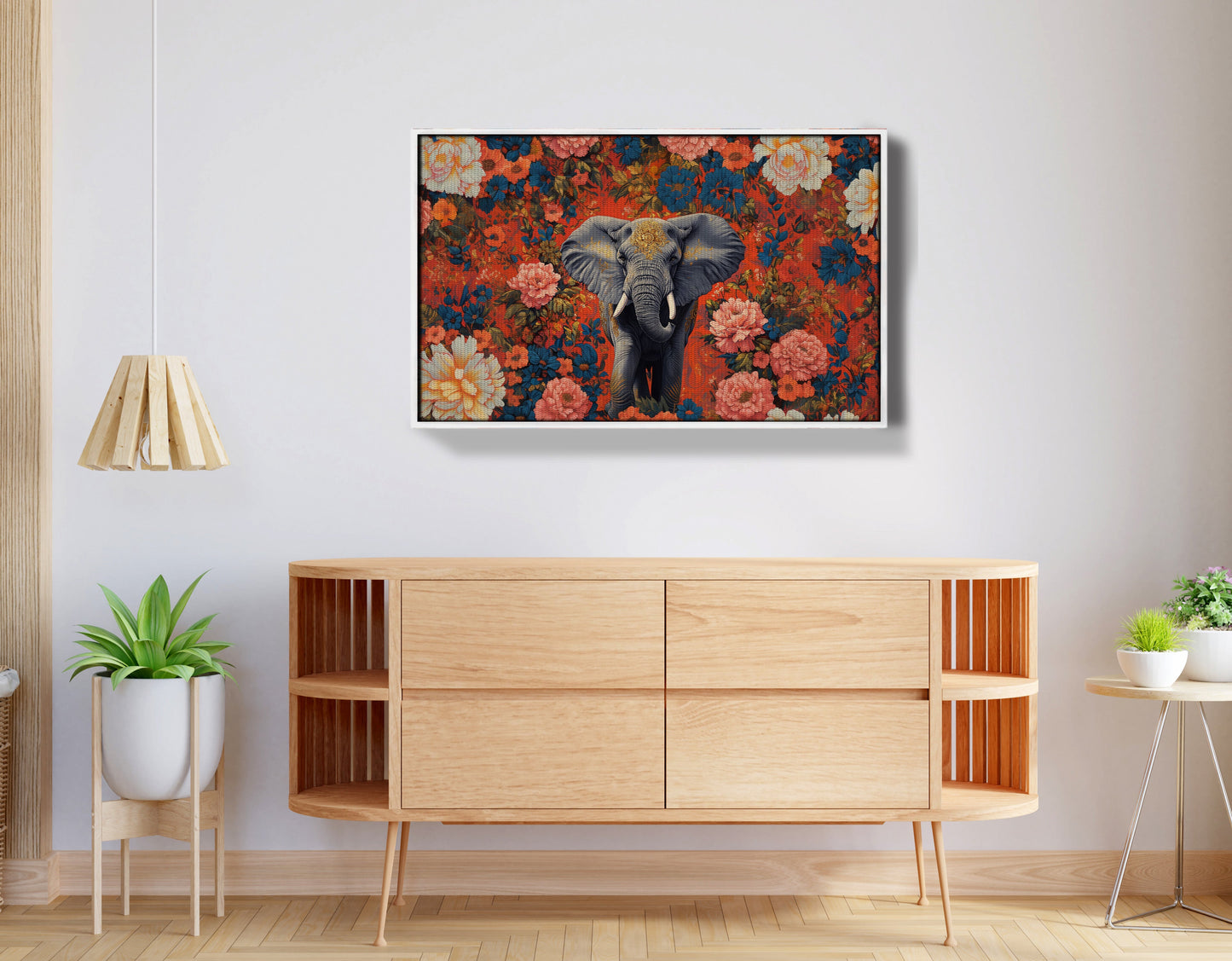 Elephant Floral Rose Black African American canvas print view 62