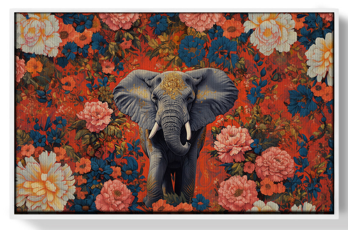 Elephant Floral Rose Black African American canvas print view 61