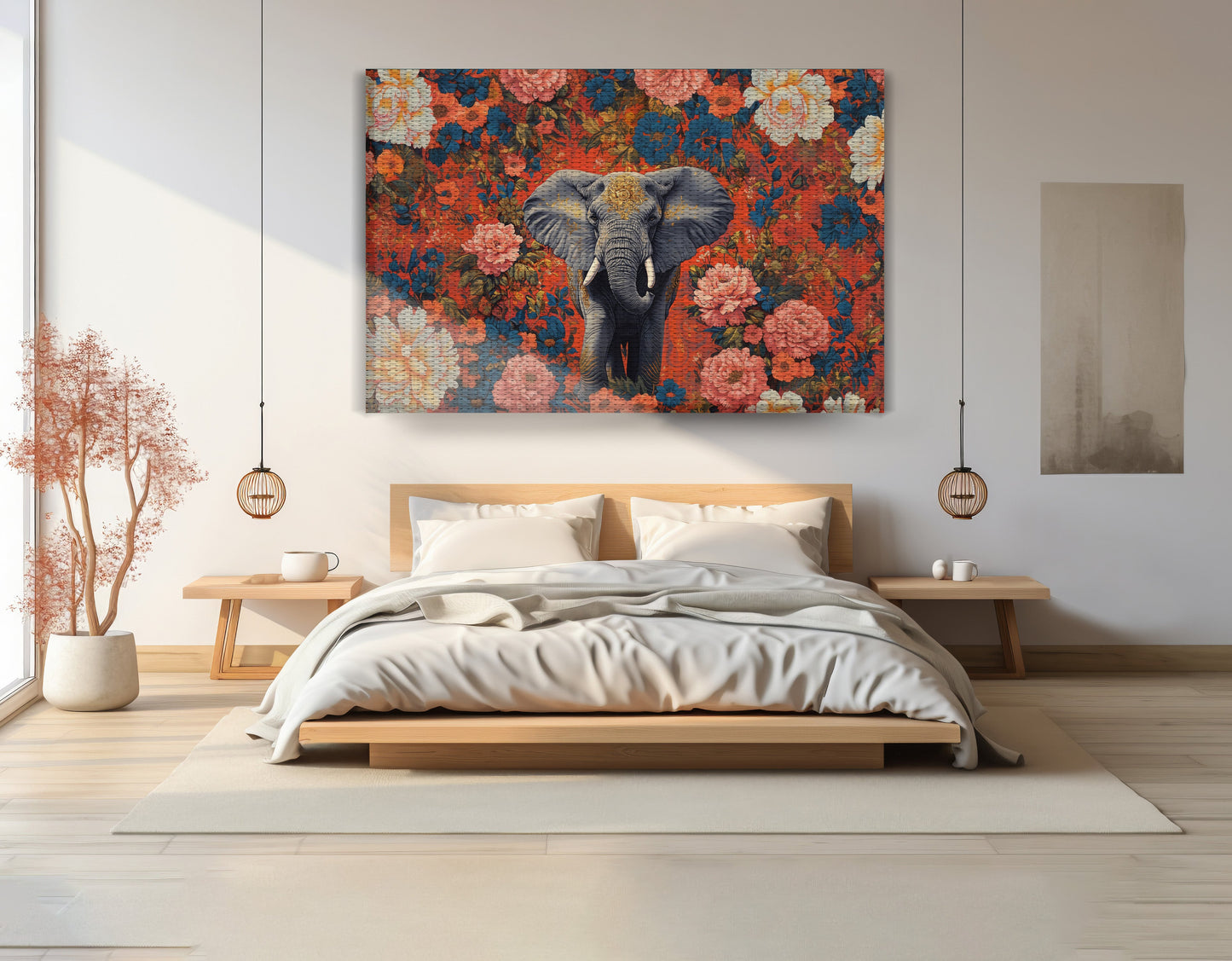 Elephant Floral Rose Black African American canvas print view 15