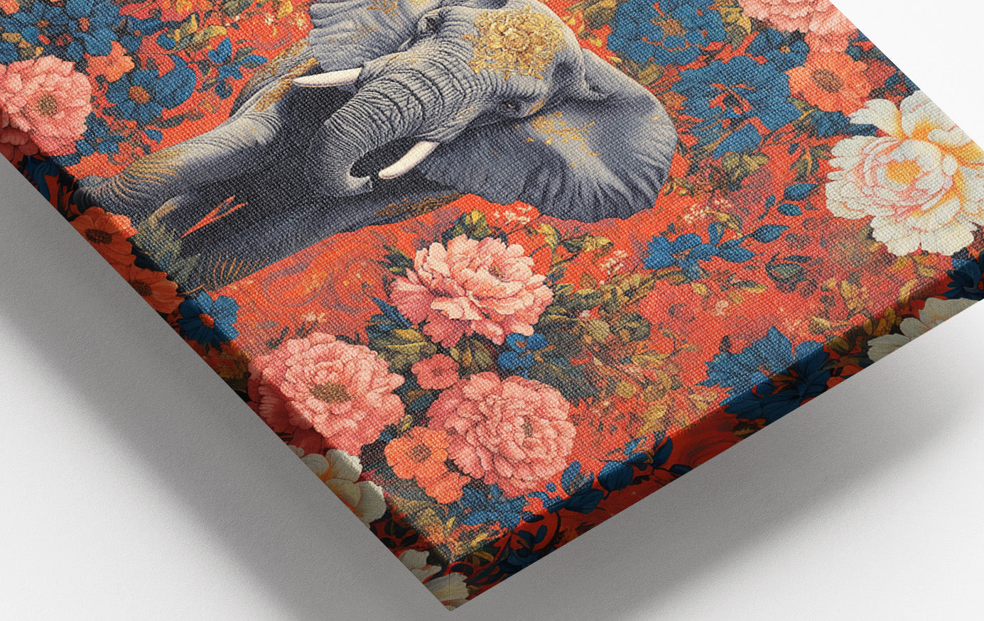 Elephant Floral Rose Black African American canvas print view 16