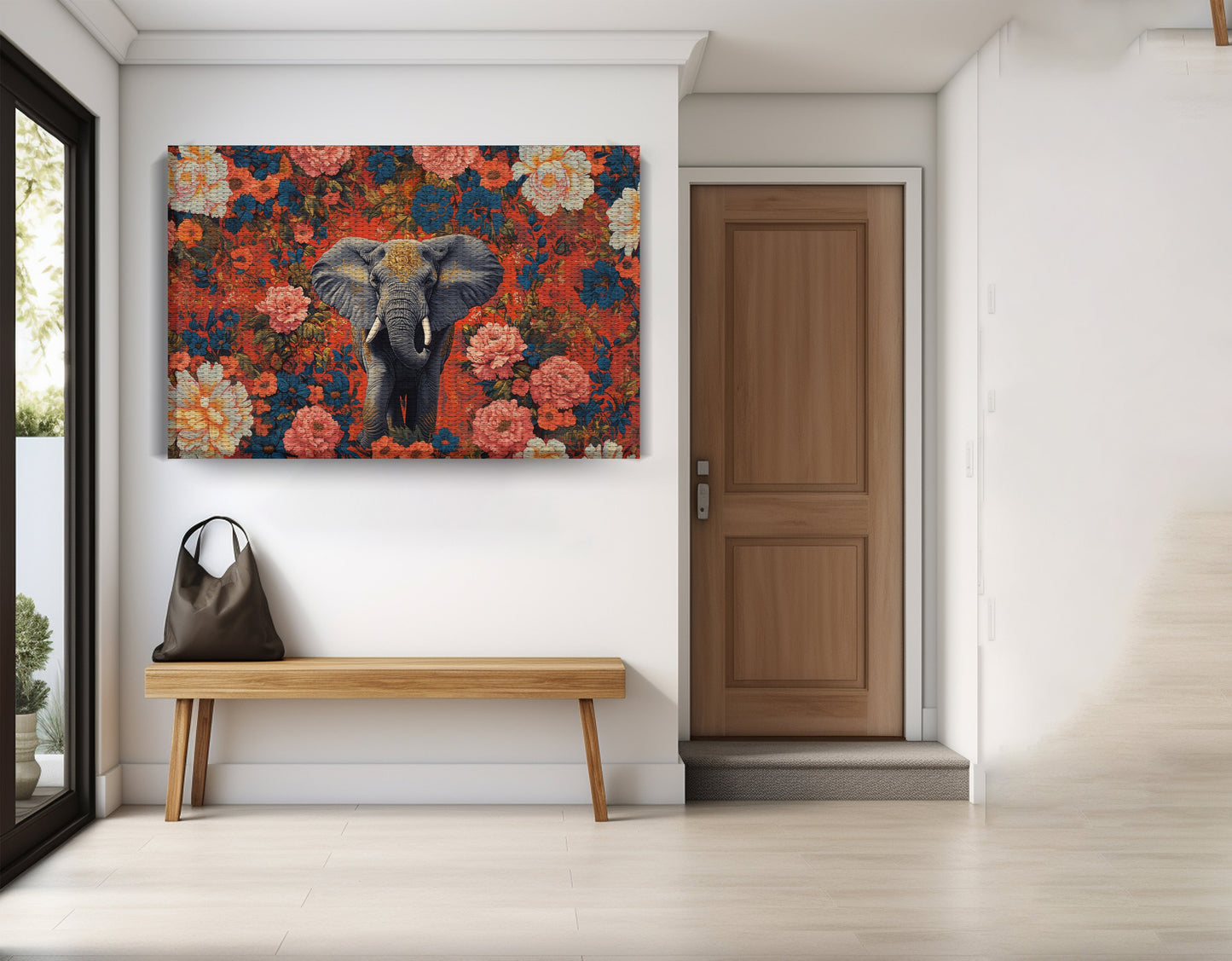 Elephant Floral Rose Black African American canvas print view 17
