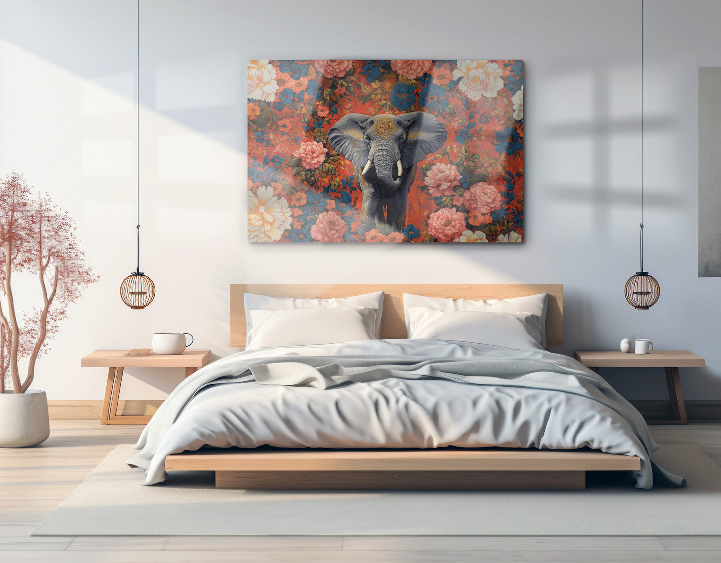 Elephant Floral Rose Black African American canvas print view 21