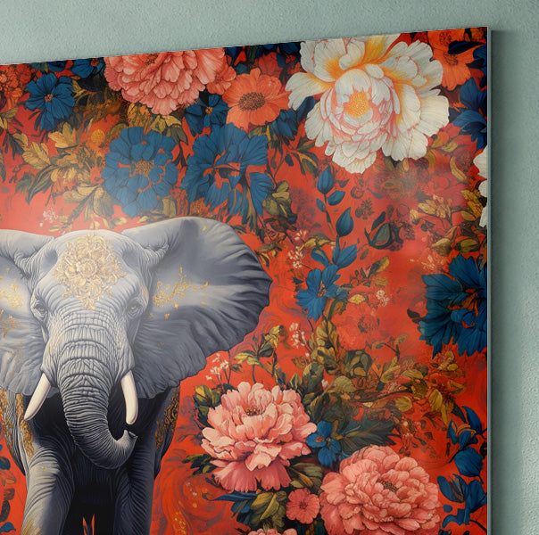 Elephant Floral Rose Black African American canvas print view 22