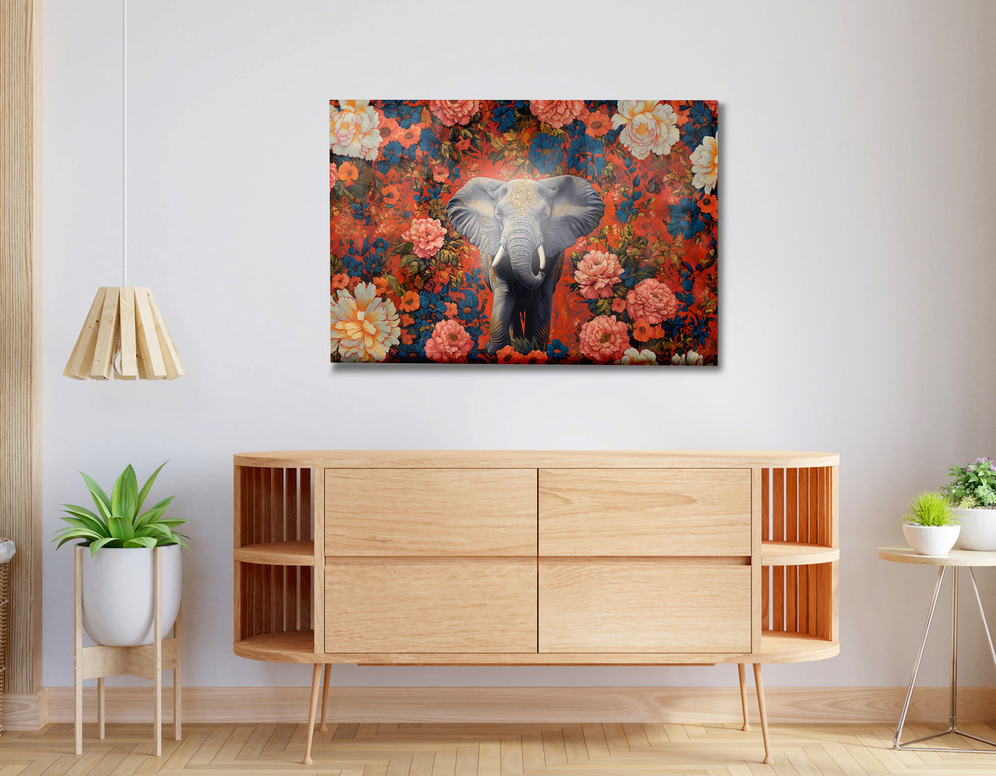 Elephant Floral Rose Black African American canvas print view 20