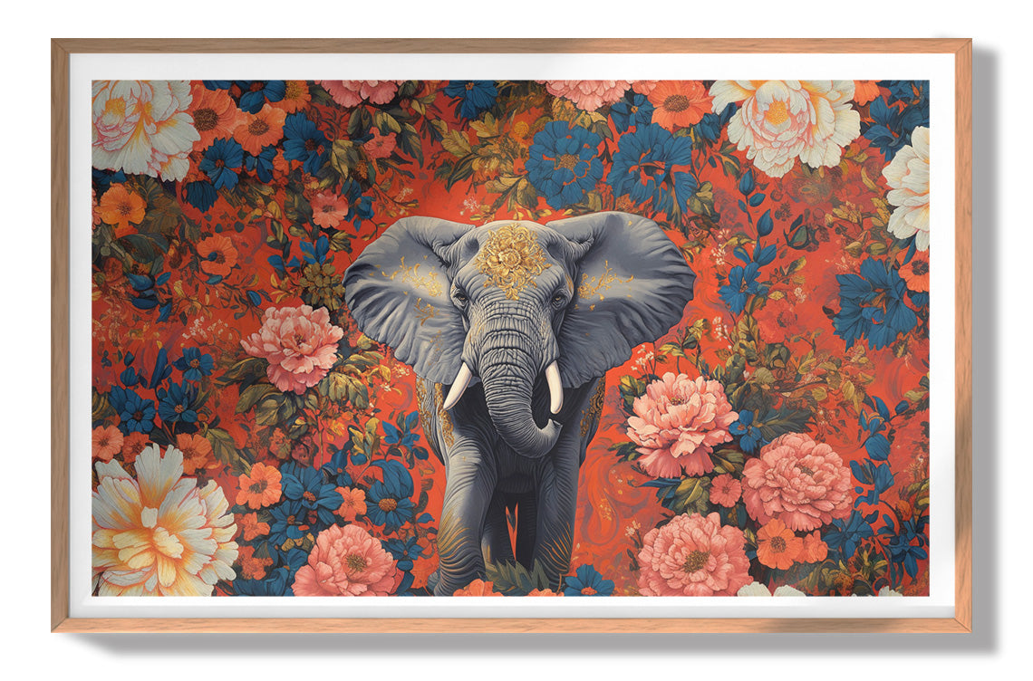 Elephant Floral Rose Black African American canvas print view 79
