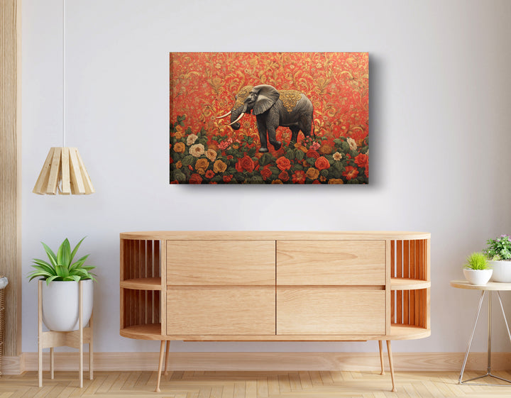 Elephant Damask Floral African American Wall Art