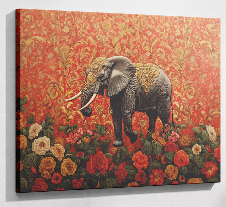 Elephant Damask Floral African American canvas print canvas print with visible wall art format