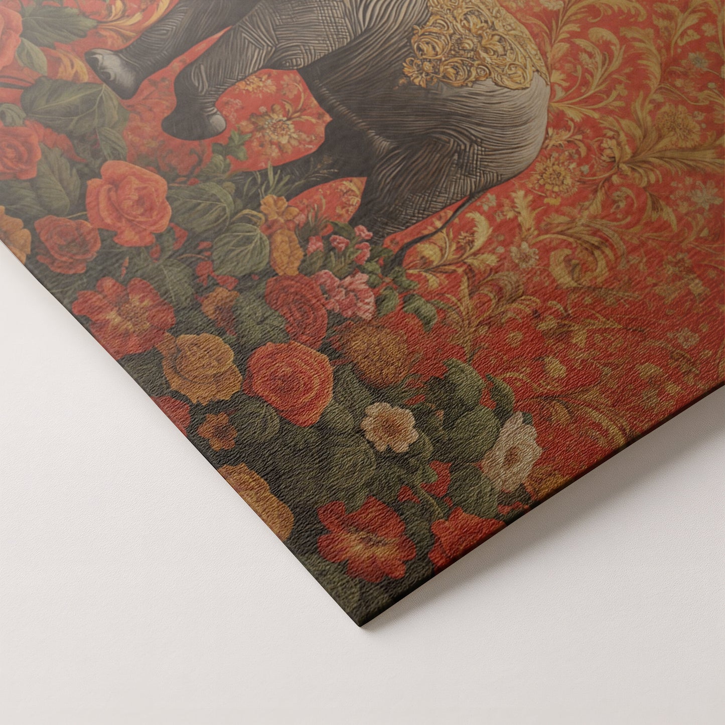 Elephant Damask Floral African American canvas print artwork by MoomZee Artwork