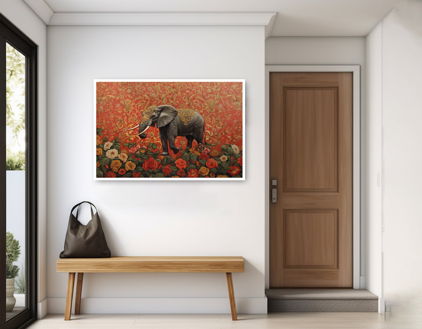 Elephant Damask Floral African American canvas print home decor view