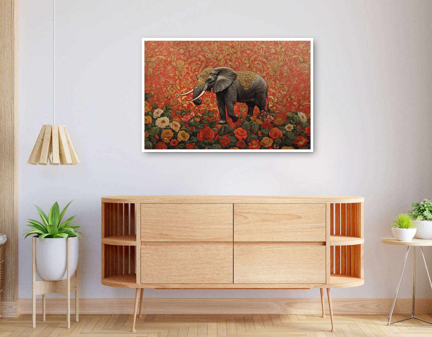 Alternate view of Elephant Damask Floral African American canvas print