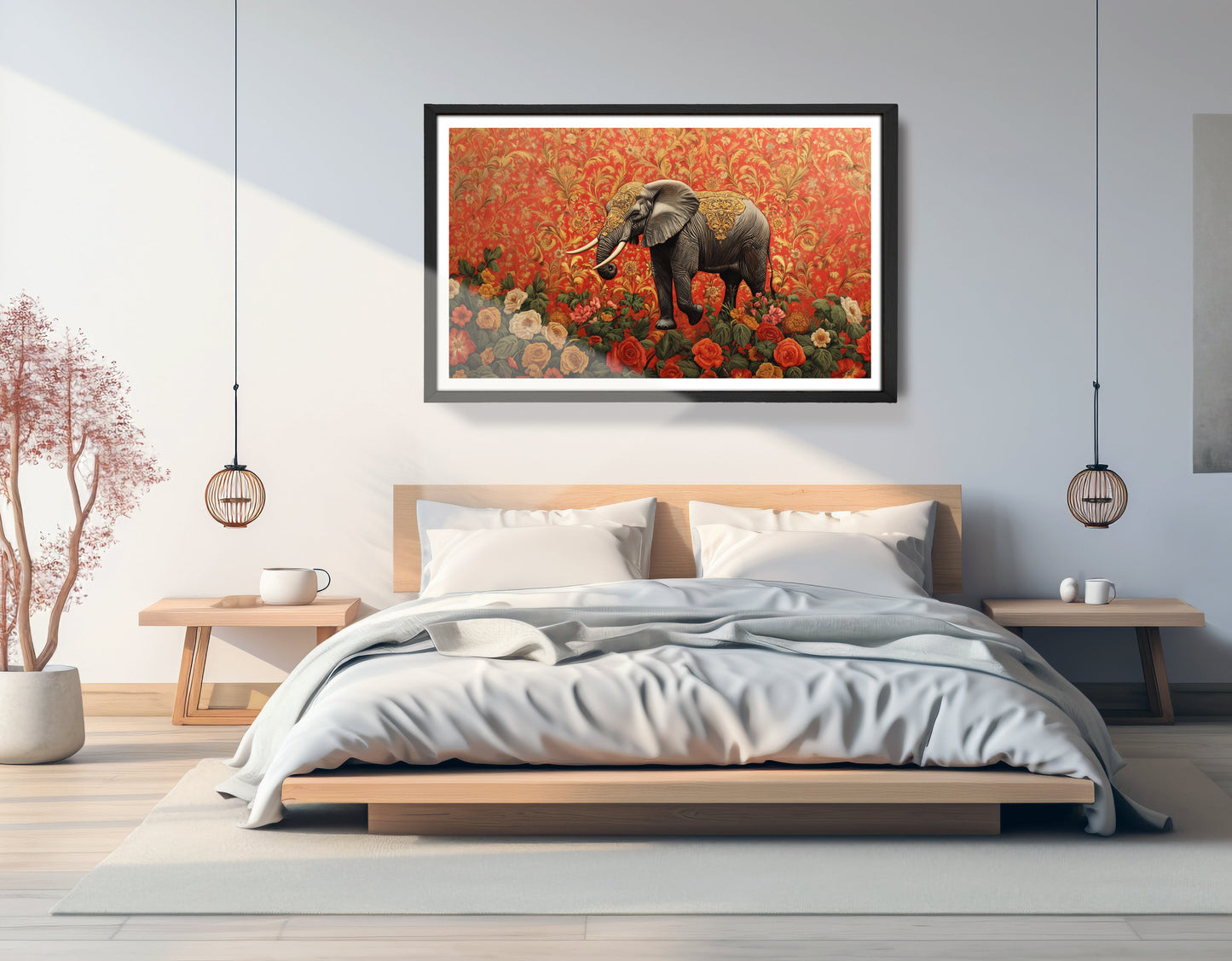 Elephant Damask Floral African American canvas print view 69