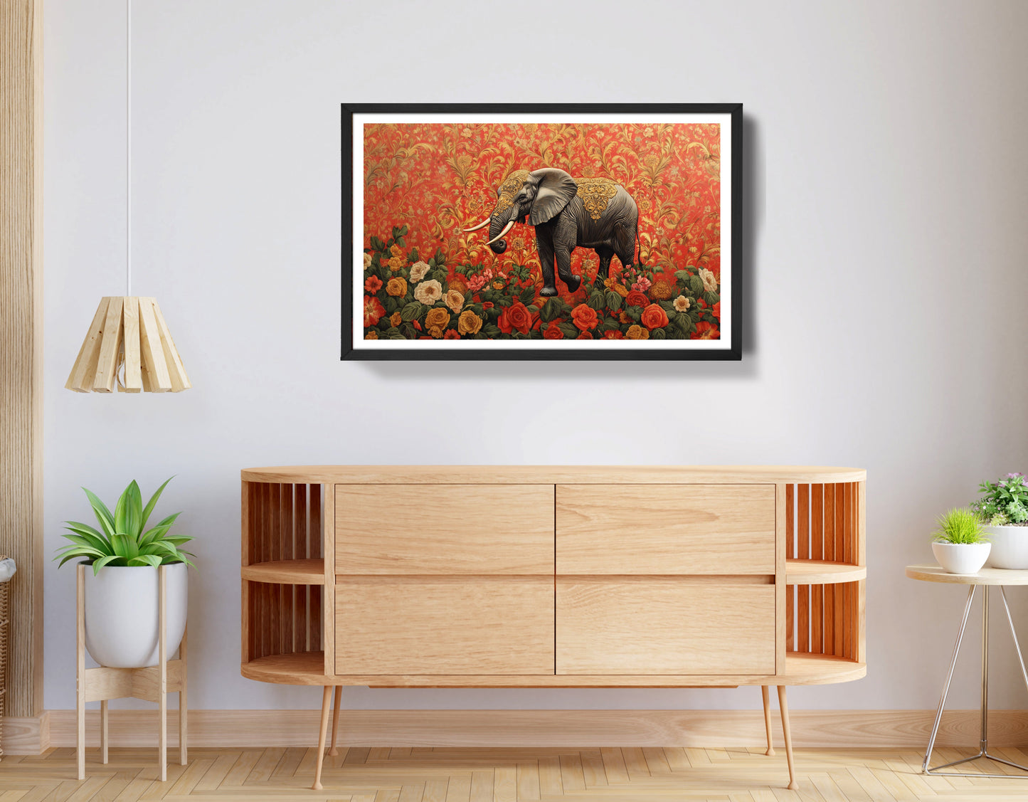 Elephant Damask Floral African American canvas print view 68